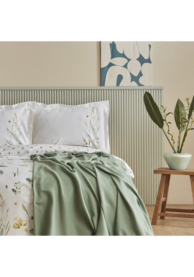 Karaca Home Herbal %100 Pamuk Çift Kişilik Nevresim Pike Set Beyaz