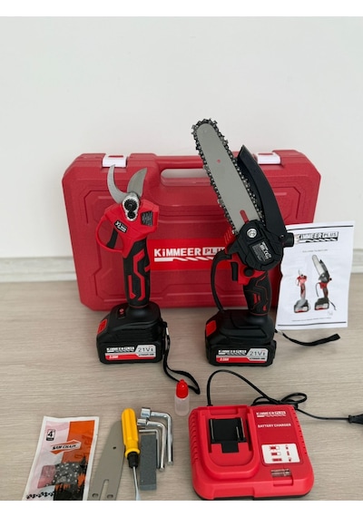 21v Çift Akülü Çelik Şanzıman Dal Budama Makası&kendinden Yağlamalı Testeresi 2 Li Set