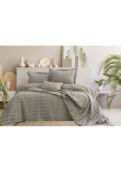 Loren 4 Parça Çift Kişilik Yatak Örtüsü Seti Gri 240 X 260 Cm Gri