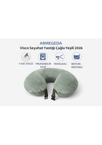 Armegeda Ortopedik Seyahat Boyun Yastığı 2026 Kırmızı Kadifemsi Visco Rahat Uyku İçin Odak Destek 01