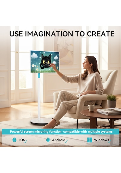 Leaderhub L27M 27" FHD 8 GB+128 GB Dahili Kameralı Taşınabilir Dokunmatik Android Kablosuz Monitör"