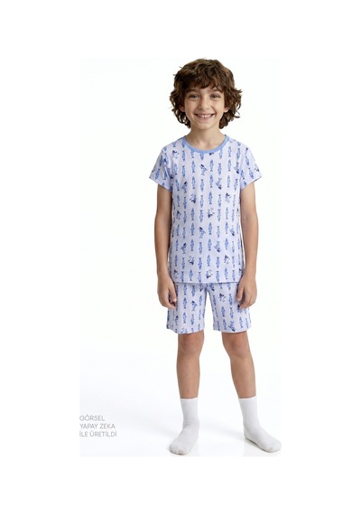 Penti Mavi Erkek Çocuk Fishy Friends Pamuklu 2li Pijama Takımı Bu11