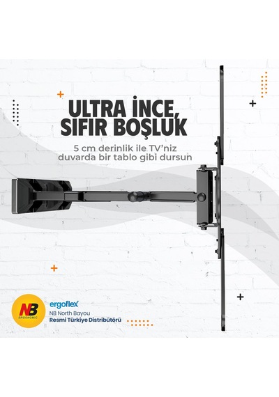 North Bayou Nb P4 Ergonomic Ultra Ince 32" 55" Alman Tuv Sertifikalı Profosyonel Tv Askı Aparat