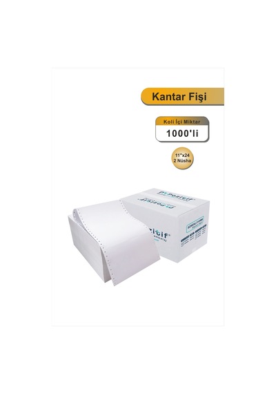 11x24 Kantar Fişi 2 Nüsha 1000 Adet , Beyaz Otokopili Sürekli Form 11''x24 Cm