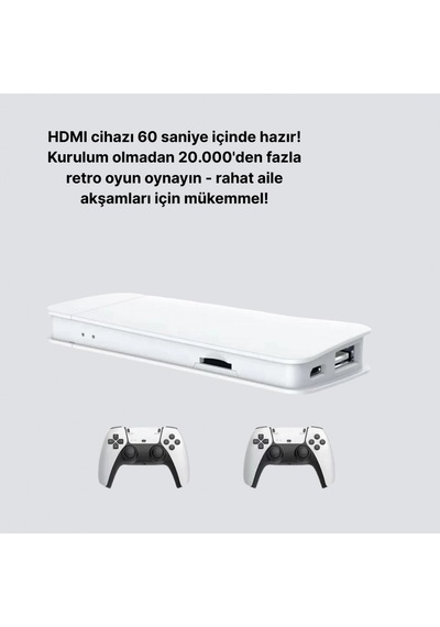 20.000+ Oyunlu Retro Oyun Konsolu 2 Kablosuz Kontrolcü, 4k Hd, Hdmı Ve Rca