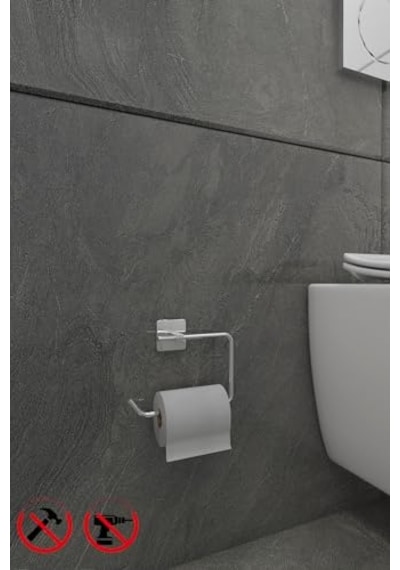 Alper Banyo Kare Krom Yapışkanlı Açık Tuvalet Kağıtlığı Wc Kağıtlık Tuvalet Kağıdı Askısı 16.5 x 12.2 x 11.2 CM