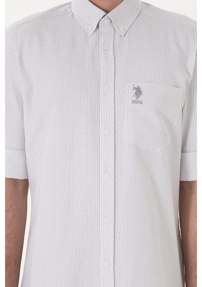 U.S. Polo Assn. Erkek Çizgili Gri Melanj Cepli Gömlek 50306288-VR109