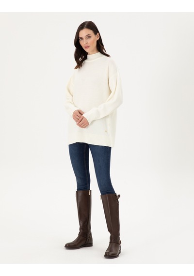Pierre Cardin Ekru Oversize Yarım Balıkçı Kazak 50301841-vr019