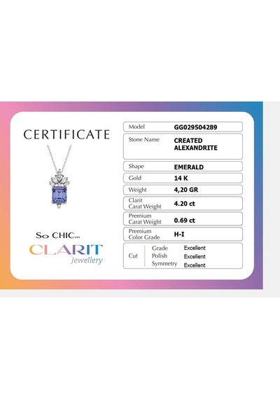 Created Alexandrite Taşlı Clarit Serisi 14 Ayar Sarı Altın Kolye
