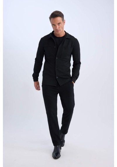 DeFacto Regular Fit Polo Yaka Gömlek Ceket D7243AX25SPBK81