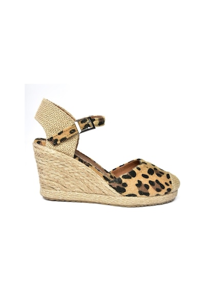 Fox Shoes P241612017 Leopar Hasır Dolgu Topuklu Kadın Ayakkabı