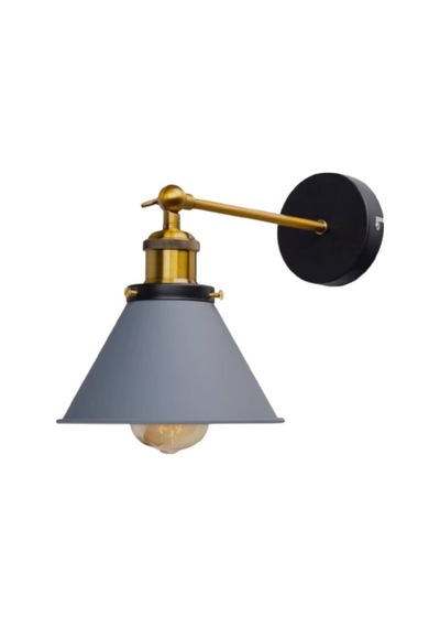 Mylights Retro Rustik Gri Başlıklı Mafsalı Aplik Hareketli Konik Aplik 18cm En Gri
