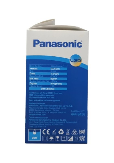 Panasonic 8.5W Led Ampul E-27 Duy-6500K- Beyaz Işık -10Lu Paket