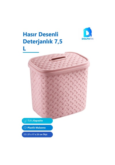 Hasır Desenli Deterjanlık 7,5 L Banyo Düzenleyici Plastik Çok Renkli