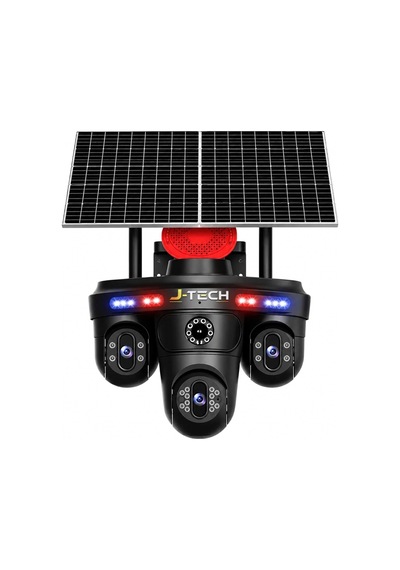 J-tech Solarmax-3ptz 4k 3 Kamera 4g Solar Sim Ptz Sesli Akıllı Takip Zoom Güvenlik Kamera 7/24 Korum