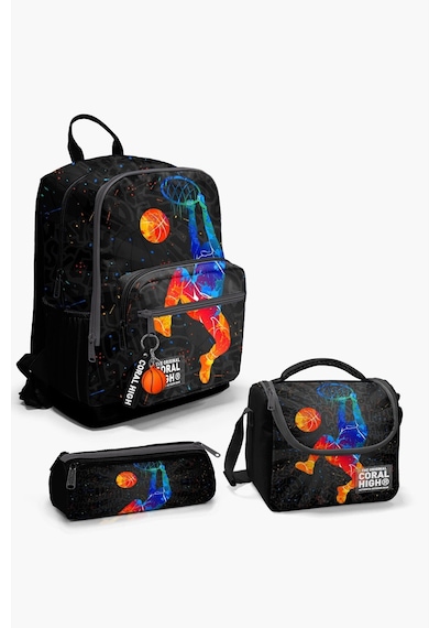 Siyah Galaxy Desenli 3 Lü Okul Çanta Seti Set0123644 Antrasit Çok Renkli