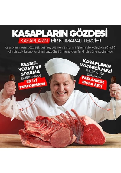 Lazoğlu Sürmene 6lı Mutfak - Kurban Bıçak Seti