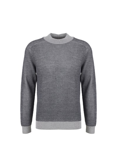 Fabrika Gri Erkek Bisiklet Yaka Slim Fit Fitilli Kazak F6wm-kzk 2027 Gri Melanj