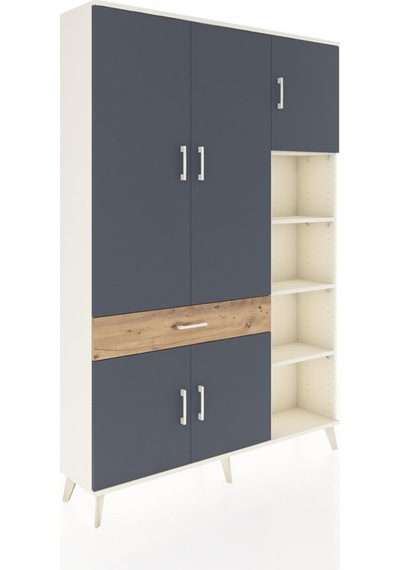 Arges Dolap 10 Raflı Tek Çekmeceli 5 Kapaklı 132x30x195 Aytaşı-antrasit/çam Antrasıt/atlas Çam Arges Dolap 10 Raflı Tek Çekmeceli 5 Kapaklı 132x30x195 Aytaşı-antrasit/çam Antrasıt/atlas Çam