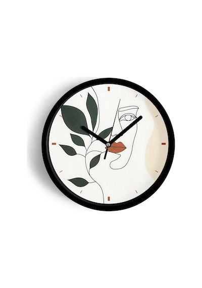 Minimalist Çizgi Sanatı Kadın Figürü Modern Duvar Saati - 30cm - Önü Camlı Siyah Kasa-jh0690 Siyah