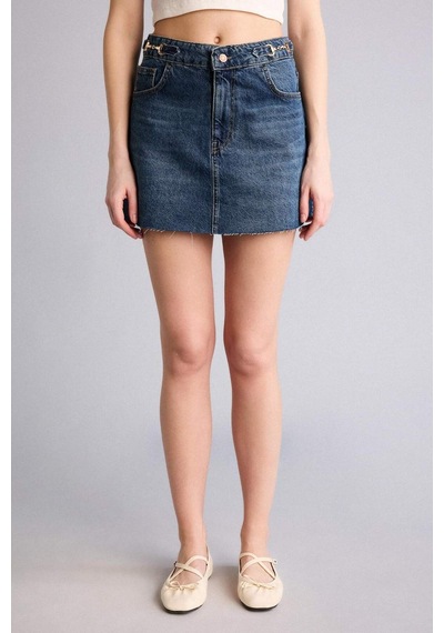 Defacto Regular Fıt Jean Mini Etek H3226ax26smnm28 Mavi-nm28