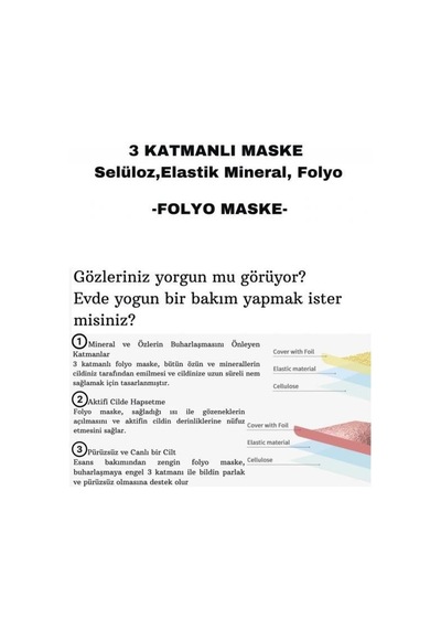 Dermal 3 Katmanlı Altın Gold Flash Foil Göz Altı Torbalarına Karşı Kağıt Göz Maskesi 4 Gr 10 Adet