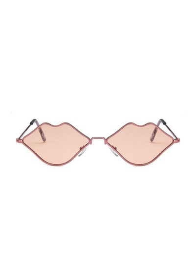 Rose Dudak Gözlük Vintage & Retro Lip Shape Sun Glasses Pembe Altın