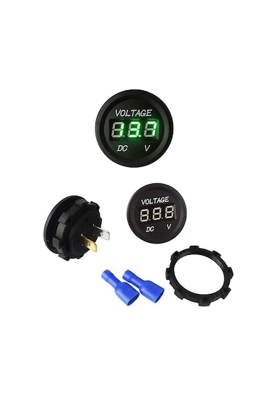 Speeduf Dc7v-30v Led Panel Mini Dijital Voltmetre - Yeşil