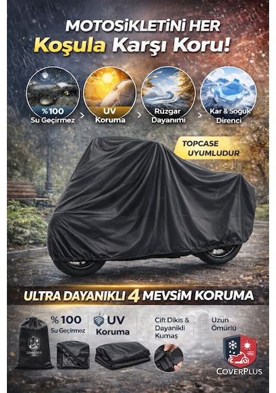 Revolt Rsx6 Arka Çanta Uyumlu Motosiklet Brandası Siyah Renk
