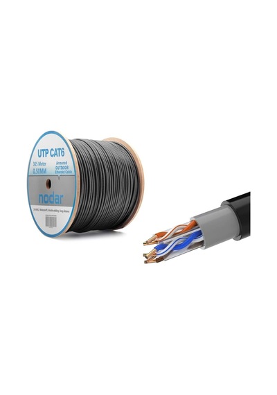 Nodar Nd2000 Cat6 Utp Dış Mekan Ethernet Kablosu 24 Awg 0.50 Mm Cca 305 M Siyah
