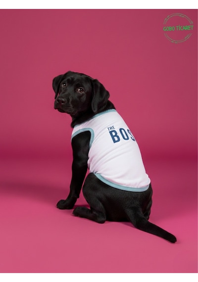 Beyaz The Boss Patron Yazılı Kedi Ve Köpek Kıyafeti Tişörtü Elbisesi Medium/m/beden 2