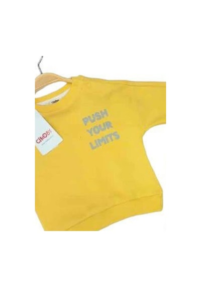 Çikoby Erkek Bebek Your Limits Yazılı Sweatshirt-13681 Sari