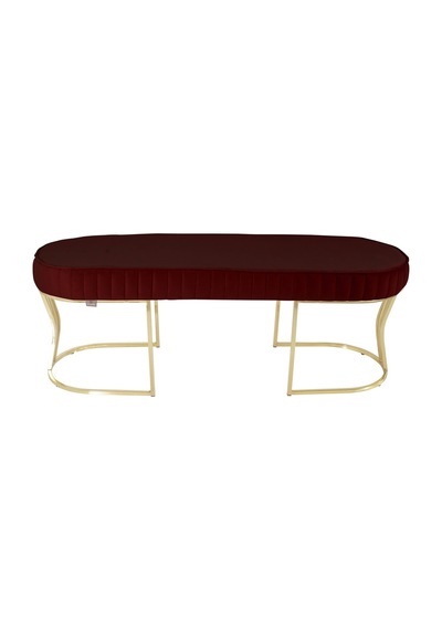 Viego Gold Striped- Bordo Kapitoneli Chester Model Puf & Bench & Koltuk & Uzun Makyaj Puff & Yatak Ucu &önü