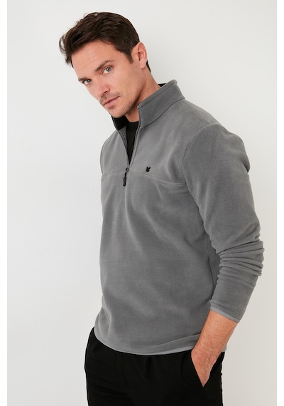 Buratti Slim Fit Anti-Pilling Tüylenme Yapmayan Bato Yaka Şardonlu 2'Li Paket Erkek Polar 5906001S2 Gri-Gri