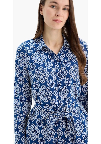Defacto Relax Fit Desenli Viskon Uzun Kollu Tunik D9753ax25smnv30 Lacivert