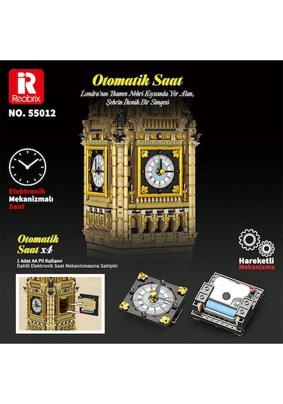 Reobrix 55012 Saat Kulesi Big Ben Yaratıcı Yapı Blok Seti Building Blocks The Clock Tower -13825parça