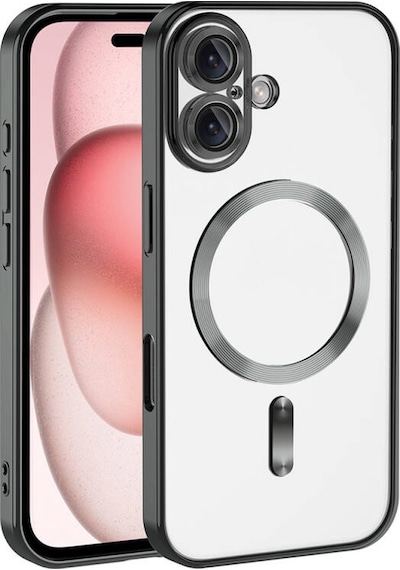 Apple Uyumlu iPhone 16 Plus Kılıf Kamera Korumalı Ve Magsafe Halkalı Shiny Premium Parlak Silikon Kapak Siyah