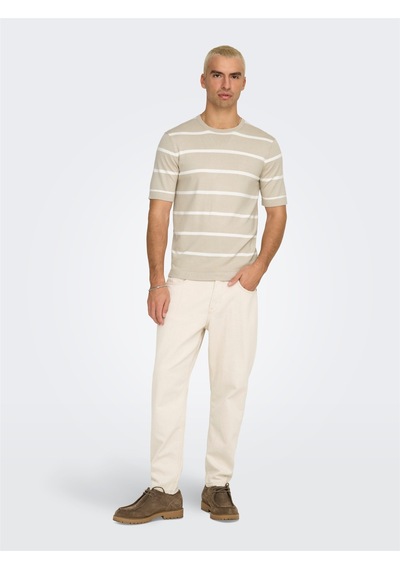 Only & Sons Onswyler Lıfe Reg 14 Ss Strıped Knıt Erkek Gri Kazak - Os22032764 Gri