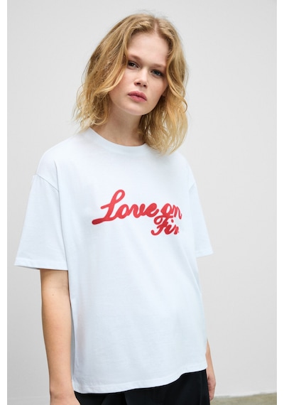 Grımelange LUSUTA Kadın Yumuşak Ve Esnek Kumaşlı Baskı Detaylı Bisiklet Yakalı Beyaz T-Shirt Grımelange LUSUTA Kadın Yumuşak Ve Esnek Kumaşlı Baskı Detaylı Bisiklet Yakalı Beyaz T-Shirt