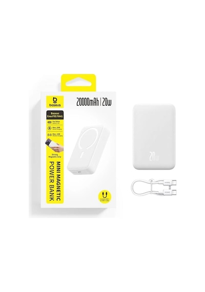 Baseus Enerfill Fm41 Mini 20.000 Mah 20w Manyetik Powerbank Beyaz Taşınabilir Enerji Çözümü