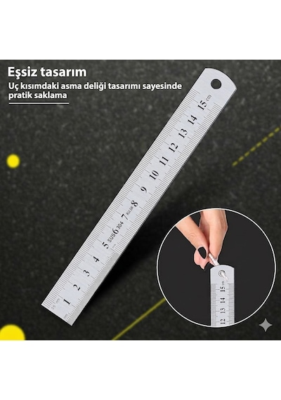 Çelik Cetvel 15cm 0,7x15mm Gri