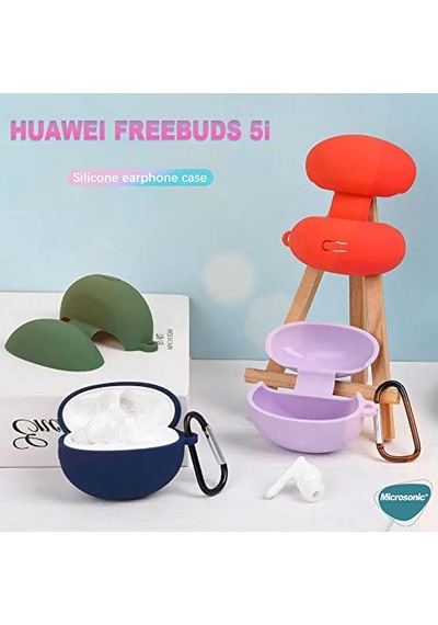 5i Için Kılıf Mat Silikon Siyah Freebuds 5i İle Uyumlu Kılıf - Siyah Diğer
