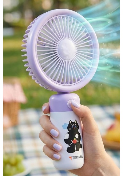 Şarjlı El Vantilatörü Masaüstü Stantlı 3 Kademeli Taşınabilir Mini Fan F56 Mor