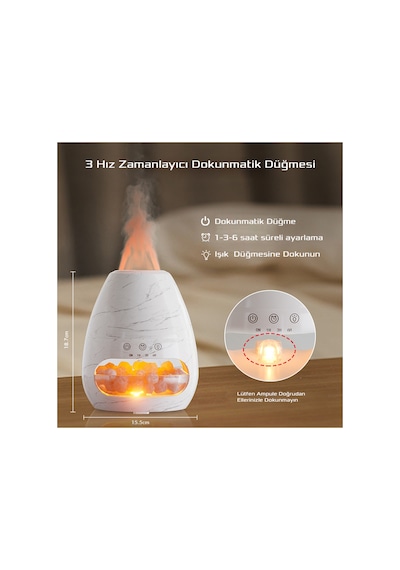 Himalaya Tuz Lambası 3d Alev Aroma Yayıcı Ultrasonik Uçucu Yağ Difüzörü Oda Hava Nemlendirici