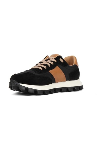 Erkek Siyah Bağcıklı Kalın Tabanlı Süet Deri Sneaker