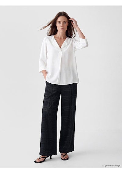 Lcw Everyday Siyah Loose Fit Ekose Kadın Pantolon