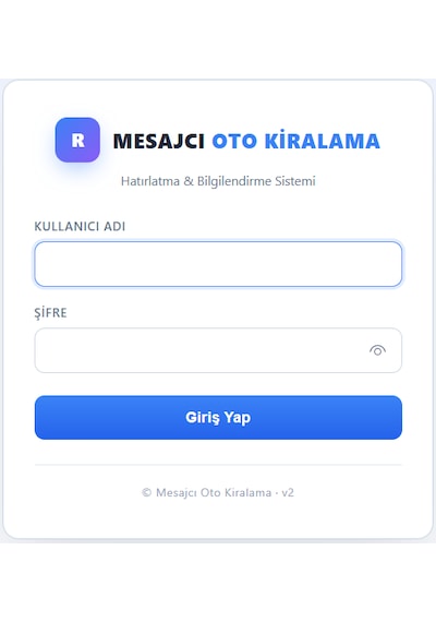 Mesajcı Oto Kiralama Otomatik E-posta Hatırlatma Ve Müşteri Bilgilendirme Sistemi