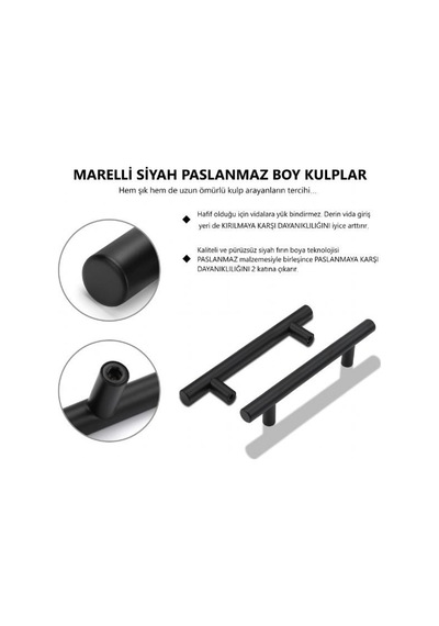 Marelli 96 Mm Siyah Paslanmaz Boy Kulp Mobilya Kulbu, Dolap Kulbu Diğer