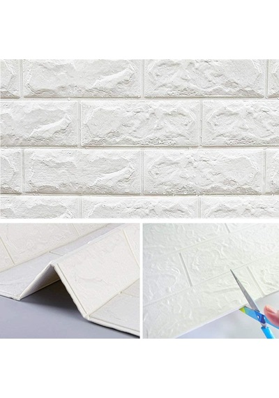 Kendinden Yapışkanlı Beyaz Duvar Kağıdı Paneli 70x38 Cm Diğer