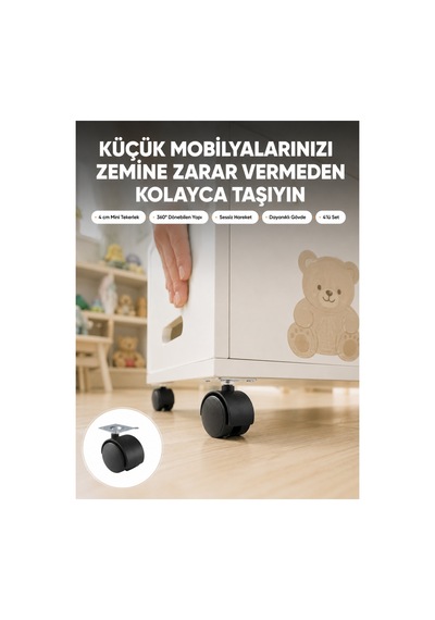Sehpa Ve Ekipmanlar İçin Kilitsiz 4 Cm Ayak 4 Lü Kısa Deger Kısa Deger